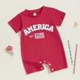 thumbnail image 2 of Xudanell Baby Girl Newborn Clothes 4th of July Flag Rompers Jumpsuit Outfit Summer Trendy Baby Wear Red 6-12 Months, 2 of 6