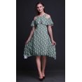 thumbnail image 3 of Bimba Geometric Print Cold Shoulder Women Swing Tunic Flutter Sleeve Midi Dress-Small, 3 of 6
