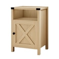 thumbnail image 4 of 4 EVER WINNER Minimalist Barn Door Side Table, Light Oak Storage End Table, Compact Accent Table for Balcony & Kids’ Room, 4 of 9