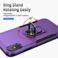 thumbnail image 4 of Phone Case Compatible with iPhone X/XS, Cover with Magnetic Ring Holder Stand Hybrid Rugged Shockproof Drop Proof Heavy Duty Cell Accessories for iPhone X/XS Women Men, Purple/Black, 4 of 8