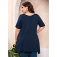 thumbnail image 6 of SHOWMALL Plus Size Clothing for Women Tunic Tops Short Sleeve Navy Blue 4X Summer Blouse Swing Tee Crewneck Clothes Flowy Shirt for Leggings, 6 of 7