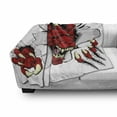 thumbnail image 3 of Dragon Soft Flannel Fleece Throw Blanket, Retro Pop Art Comic Strips Wild Creature Danger Caricature Image, Cozy Plush for Indoor and Outdoor Use, 60" x 80", Ruby Pale Grey Cream, by Ambesonne, 3 of 6