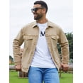 thumbnail image 3 of Denim Jackets for Men Trucker Jean Jacket Unlined Coats Spring Fall Outfits(Khaki,XS), 3 of 8