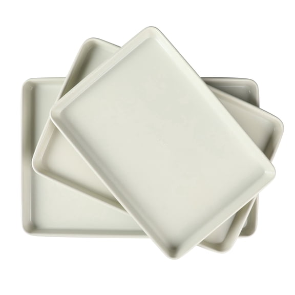 Martha Stewart Gallen 3-Piece Cookie Sheet Set – 13", 15", 17" Baking Pans, Ceramic Nonstick Carbon Steel, Linen White – Oven Safe to 450°F- Linen White
