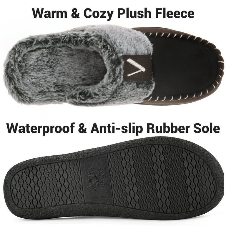  VONMAY Men's Memory Foam Fuzzy Slippers Slip On Scuff House  Shoes Moccasin Faux Fur Plush Fleece Lining Indoor Outdoor Winter Warm 