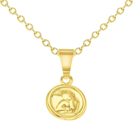 18k Gold Plated Tiny Little Guardian Angel Pendant Necklace Baby Guardian Angel Pendant Necklace