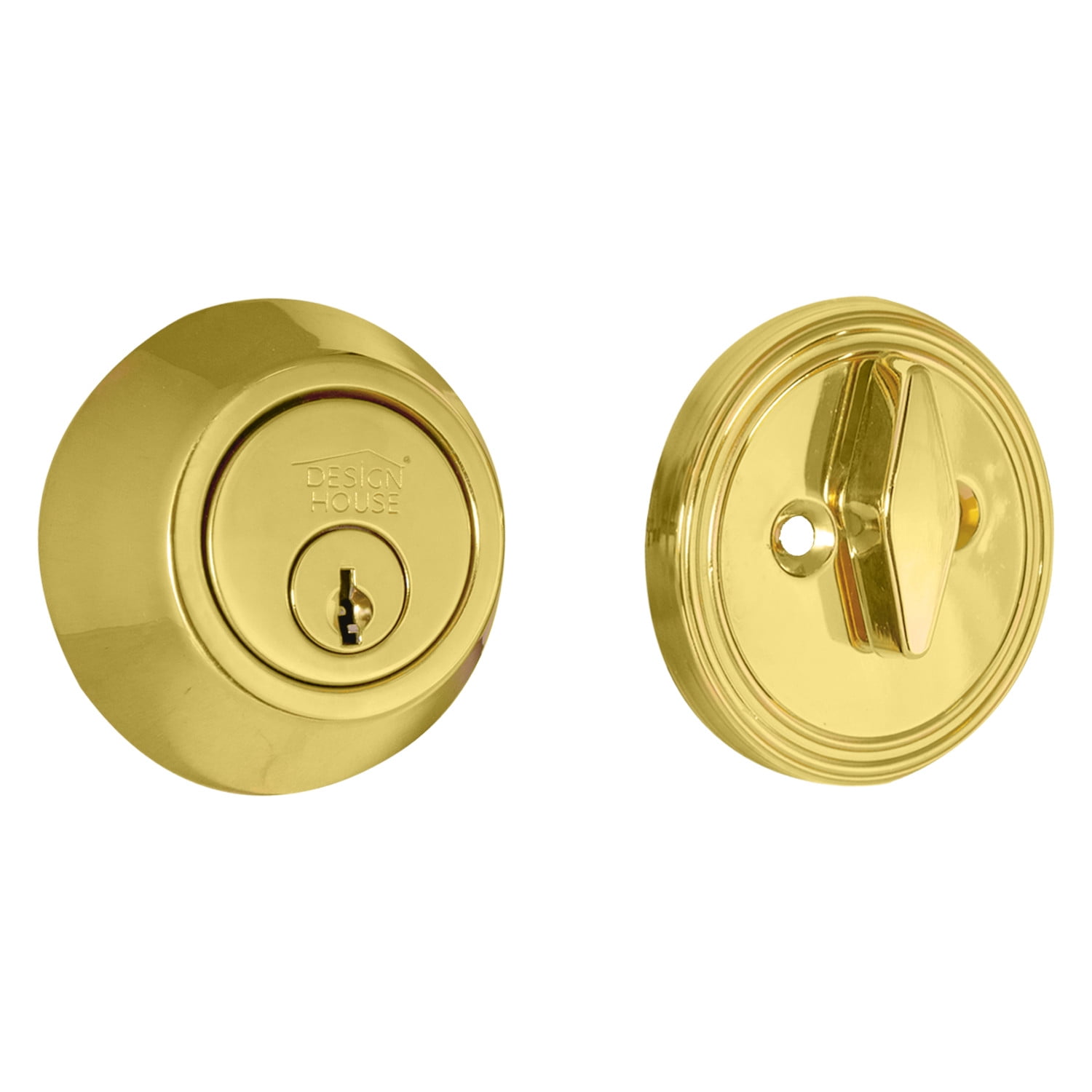 Design House Pro Deadbolt 2-Way Single Cylinder Deadbolt with Latch, Polished Brass
