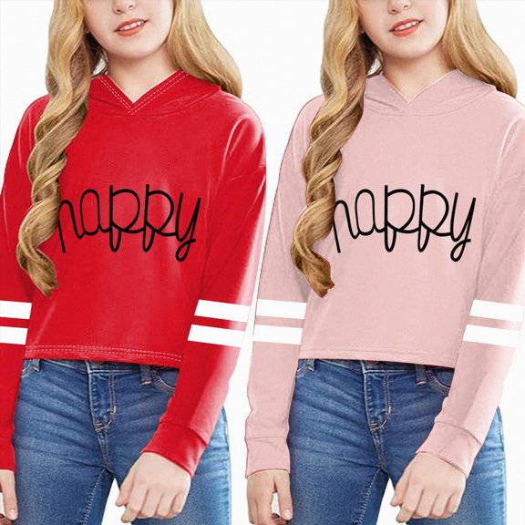 Nwiuh Hoodies for Teen Girls Trendy Long Sleeve Letter Print | Sweatshirts Casual Cute Funny Oversized Pullover Tops (Pink, 6-7 Years)