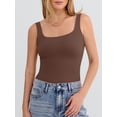 thumbnail image 5 of ANRABESS Women's Square Neck Tank Tops Double Lined Workout Tops for Women Trendy Summer Seamless Slim Fitted Basic Tight T Shirts Brown XS, 5 of 12