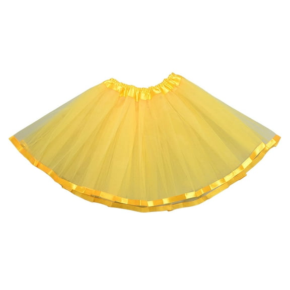 adviicd Dance Skirts for Girls Toddler Girls Tutu Skirt Kids Solid Tiered Princess Party Layered Little Tulle Skirts for Girls (Yellow,3-8 Yesrs)