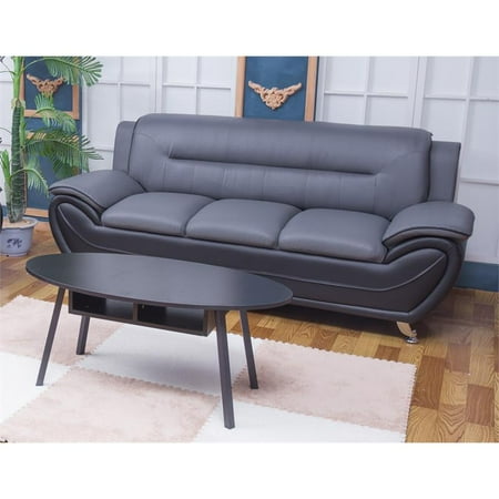 Kingway Furniture Oreo Faux Leather Living Room Sofa Black Grey