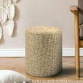 thumbnail image 2 of Tcbosik Handwoven Seagrass Ottoman, 14-Inch Round Pouf Stool with Cushioned Seat, Light Natural Footrest for Living Room & Bedroom, 2 of 7