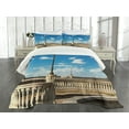 thumbnail image 3 of Ambesonne Italian Quilted Bedspread Set 3 Pcs, Mascagni Livorno Street, Queen Size, Sky Blue White and Black, 3 of 5