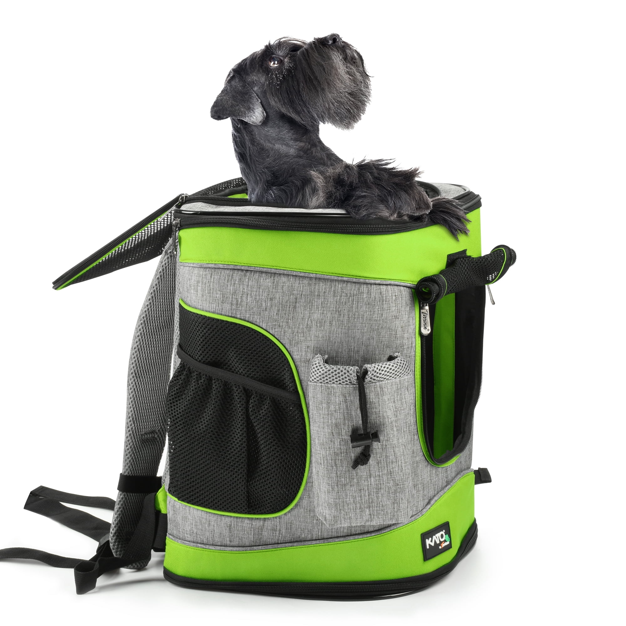 Solaris Adjustable Pet Carrier Backpack for Dogs and Cats, Puppies, Portable Cat Carrier Backpack with Bottle Pocket, Two Mesh Window for Breath,Green