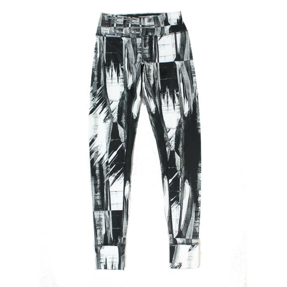 Asics NEW Black White Women Size XL Abstract Performance Leggings Pants