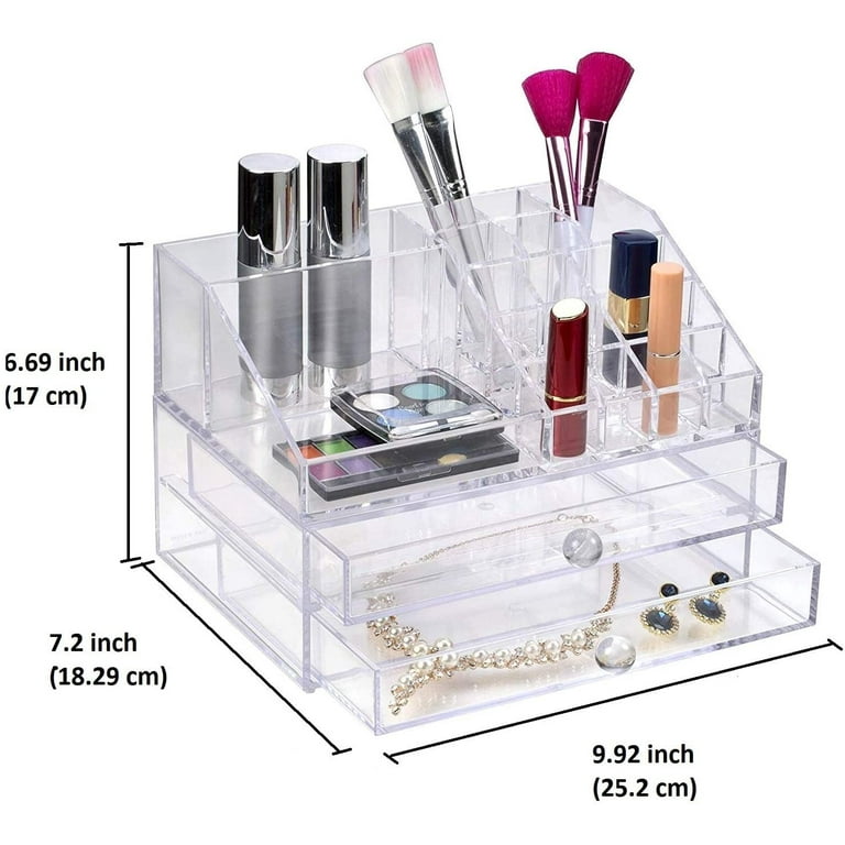 Boxalls 2 Pack Acrylic Stackable Storage Drawers Makeup Organizer, 20%  Thicker Clear Bathroom Organizers for Cosmetics, Skin Care, Hair  Accessories