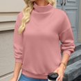 thumbnail image 6 of Sweatshirts for Women Puff Sleeve Relaxed Fit Casual Pullover with Front V Fall Versatile Comfy Tops Pink S, 6 of 8