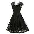 thumbnail image 3 of WCMZJ Lace Cocktail Dresses Tea Length Prom Party Dress for Teens Women Cap Sleeve Formal Bridesmaid Wedding Guest Dress Black XXL, 3 of 4