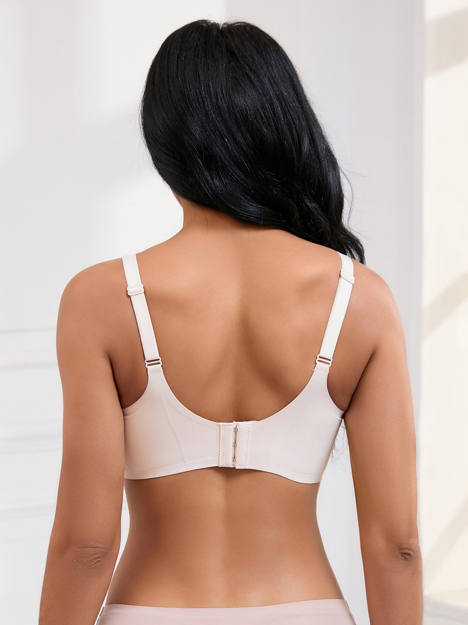DARING DIVA Women's Push Up Mesh Wirefree Bras Adjustable Straps Padded Bras L Beige
