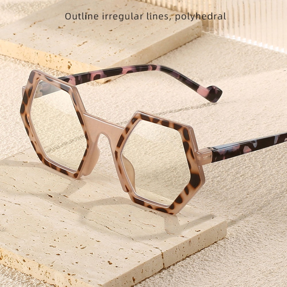 4 Pairs of Polygon Blue Light Blocking Reading Glasses 3.00 Oversized Tortoiseshell Presbyopic Glasses Stylish Candy Color Spring Hinge Readers +3.00