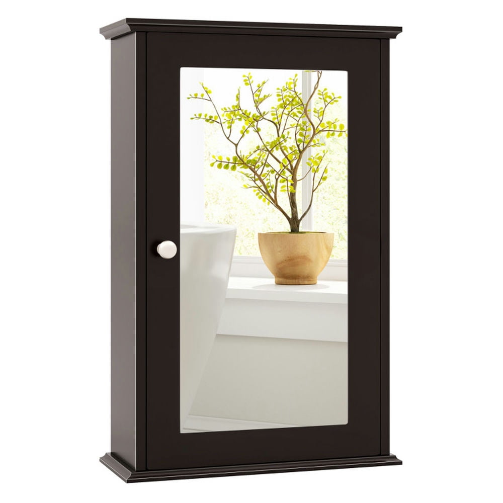 Finihen Bathroom Wall Cabinet, Wall Mounted Bathroom Mirror Cabinet, Bathroom Wall Cabinet with Single Mirror Door, for Bathroom, Brown Finihen Bathroom Wall Cabinet, Wall Mounted Bathroom Mirror Cabinet, Bathroom Wall Cabinet with Single Mirror Door, for Bathroom, Brown