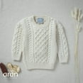 thumbnail image 4 of Irish Aran Merino Natural Crew Sweater For Children Size Medium Made By Aran Woollen Mills, 4 of 5