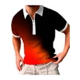 thumbnail image 3 of Txlixc - Polo de manga corta para hombre, cuello vuelto, diseño de patchwork, color degradado, con cremallera, informal Txlixc  Estilo de ocio, 3 of 9