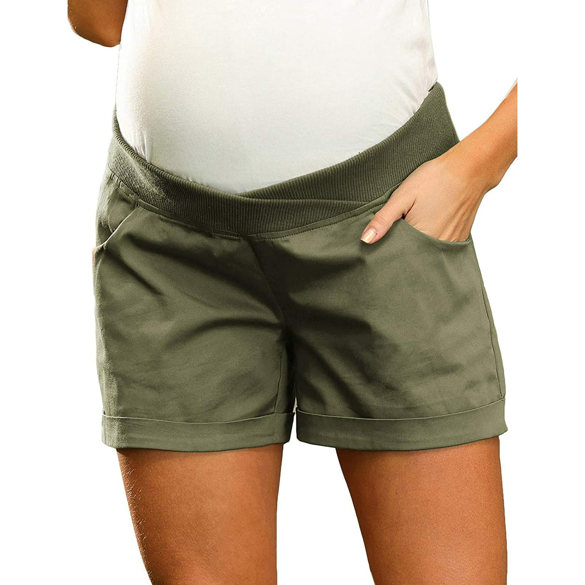 Maternity Shorts for Women Low Rise Casual Shorts with Pockets Artichoke  Green- Medium | Walmart Canada