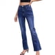 thumbnail image 3 of Pantalones Vaqueros Acampanados de Cintura Alta para Mujer, Ajustados, Informales, Rectos, con Bolsillos. Azul L, 3 of 10