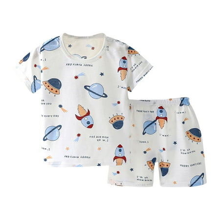 

Ismonst Baby Boys Girls Crewneck Print Sleepwear Toddler Snug Fit Basic Cotton Two Piece Pajama Set for Daily 6M-6Y