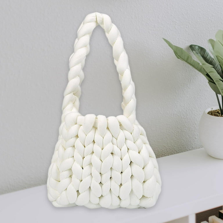 White Yarn Ladies Shoulder Crochet Bag, For Office, Size: 30 X 35 cm