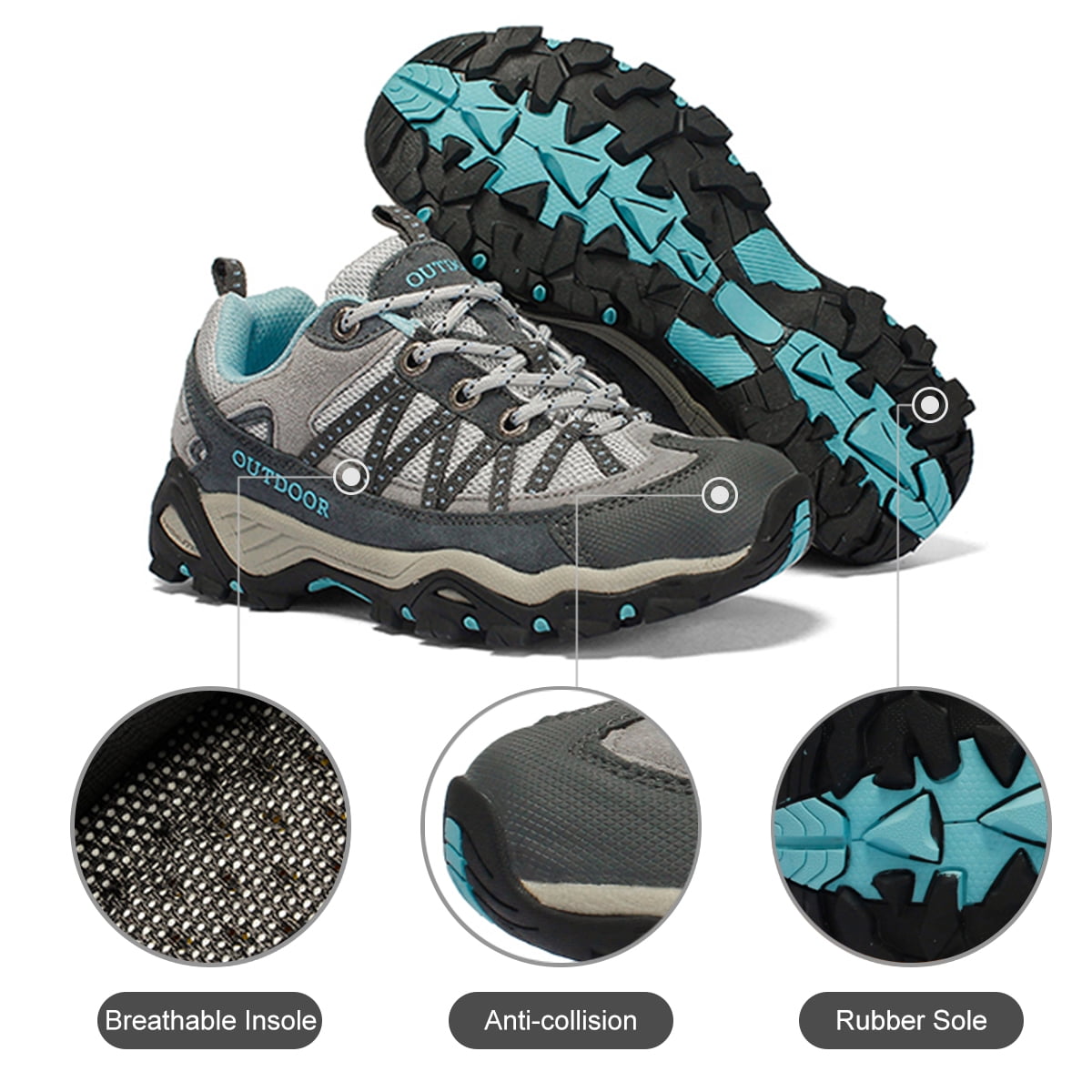 AUXDIQ Hiking Shoes Mens Waterproof Mountain Trekking Shoes Women Breathable Walking Shoes Outdoor Sports Running Camping Climbing