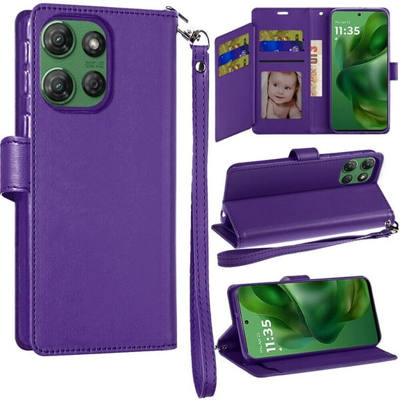For Motorola Moto G Stylus 5G 2025 XT2517 Wallet ID Flip Pouch Cover Phone Case - Purple