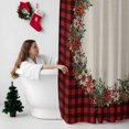 thumbnail image 5 of Christmas Flower Ring Bathroom Shower Curtain Red Black Plaid Green Leaf Winter Waterproof Washable Shower Curtains for Bathtub Bath Decor with Grommets and Hook 72 X 84 Inch, 5 of 8