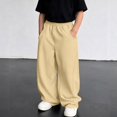 thumbnail image 2 of WERYOUNG Boys Casual Pants Elastic Waist Solid Color Wide Leg Sweatpants Toddlers Kids Loose Fit Back To School Pants 4-5 Years, 2 of 5