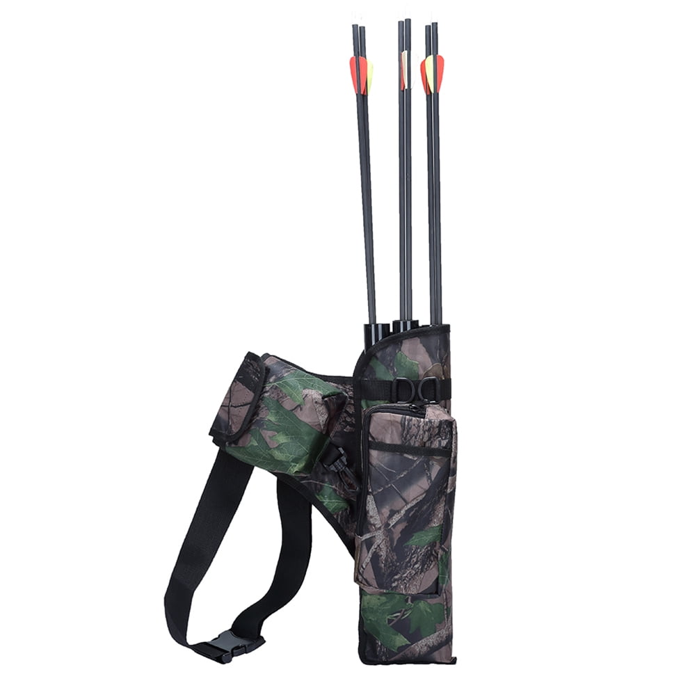 Camo Archery Back Arrow Quiver Bag Hunting Recurve Bow Bag Case Holder Set 