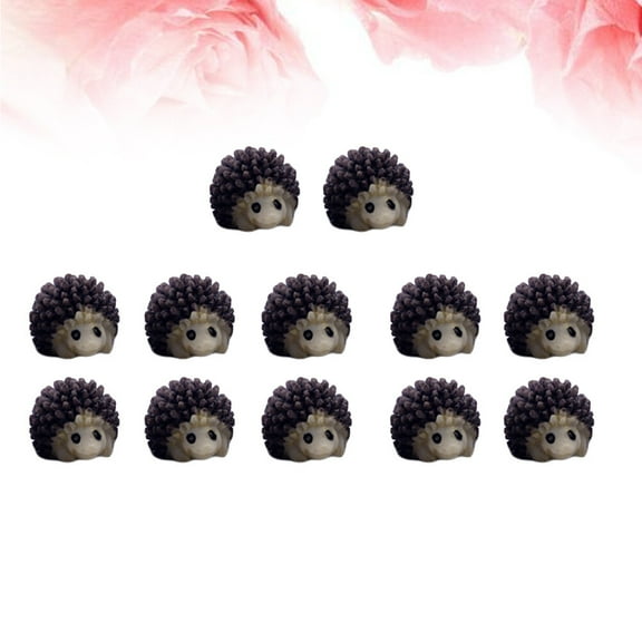 ROMANSENTIAL Black Hedgehog Figurines for Garden Decor Micro Landscape Decoration 12Pcs