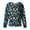 Dark Green, variant on Women's Long Sleeve Love Print Cardigan Scrub Top with Stand-Up Collar and Button-Down Front, Casual Loose Fit Lightweight Jacket for Nurses and Medical Staff Blue L
