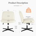 thumbnail image 2 of AENKYO Adjustable Swivel Office Chair - Criss Cross Leg - Padded Armless Desk Chair - Cream, 2 of 6