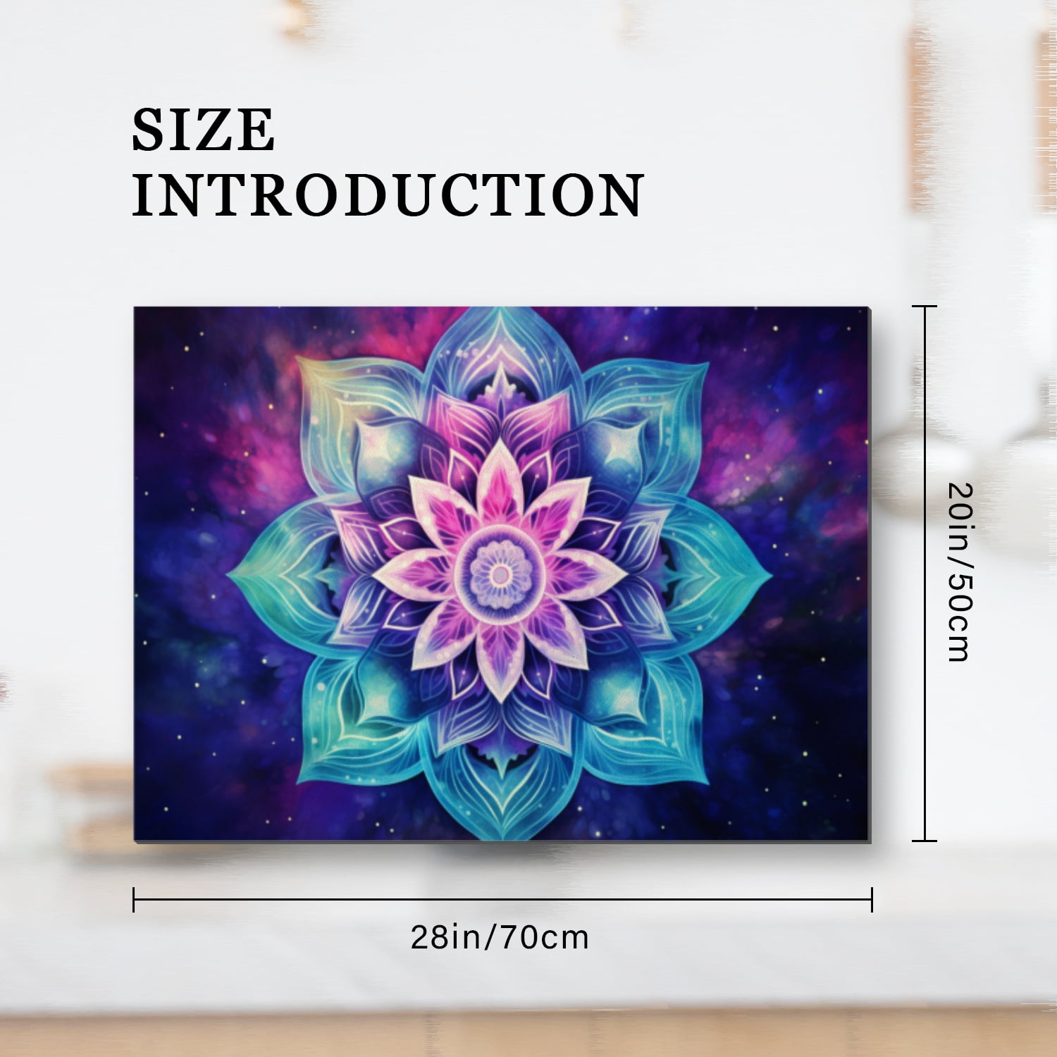 Glass Induction Cooktop Protector Mat, Blue and Purple Fantasy Mandala Flower Anti-slip Glass Stove Cover for Electric Stovetop, Foldable kitchen Decor Pad for Kitchen RV (28×20 Inch)