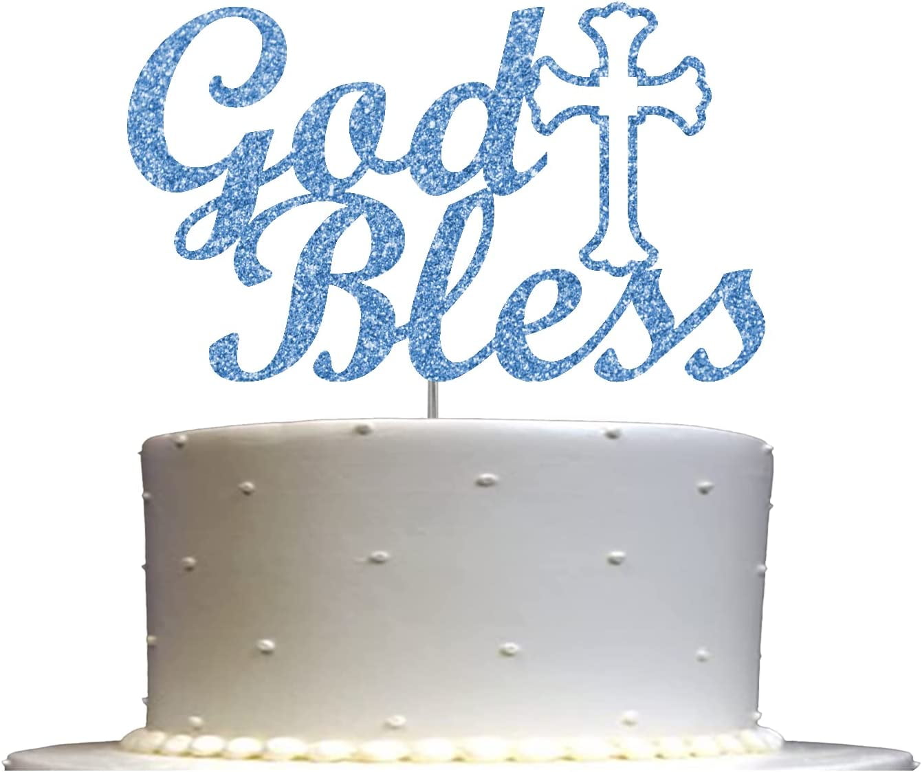God Bless Cake Topper - Personalised with Heart - Religious - Baptism -  Christening - Communion - Express Postage