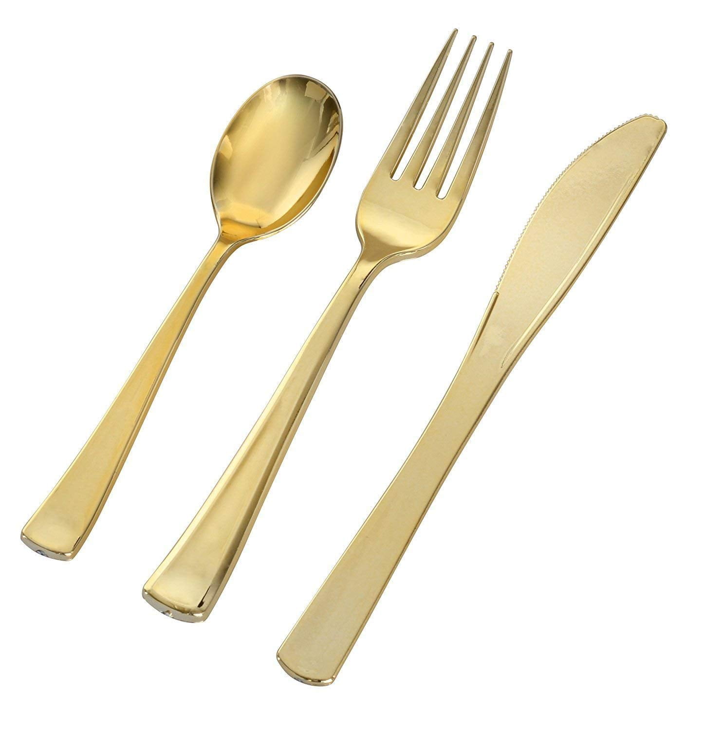 Cutlery combo pack (25 gold forks, 25 gold tea spoons, 25 gold knives