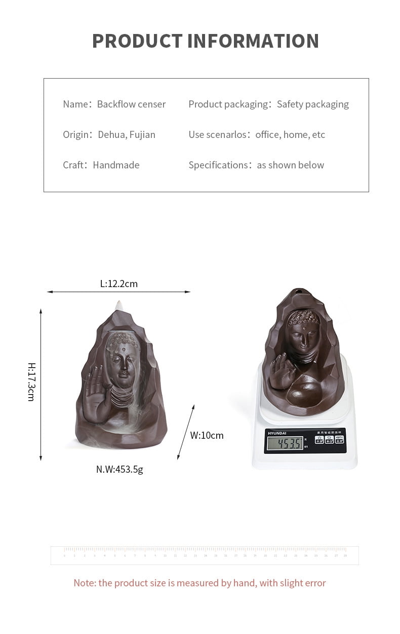 Purple Sand Buddha Sandalwood Incense Burner Waterfall Smoke Incense Holder Buddha's Palm Backflow Incense Burner Home Decoration