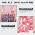 thumbnail image 6 of Red Mushroom Pattern Pink Pattern Apron-Garden Aprons for Women with Pockets-Cotton Linen Waterproof Kitchen Cooking Gardening Aprons Adjustable for Kitchen,Cooking,BBQ and Salon 33x27 Inch, 6 of 7