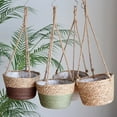 thumbnail image 4 of Kilisky 2pcs Woven Flower Basket Grass Wall Hanging Ornament Plant Pots 8in Diameter, 4 of 11