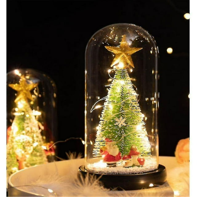 Lámpara Led Cubierta De Vidrio Adorno De Cedro Decoración Navideña