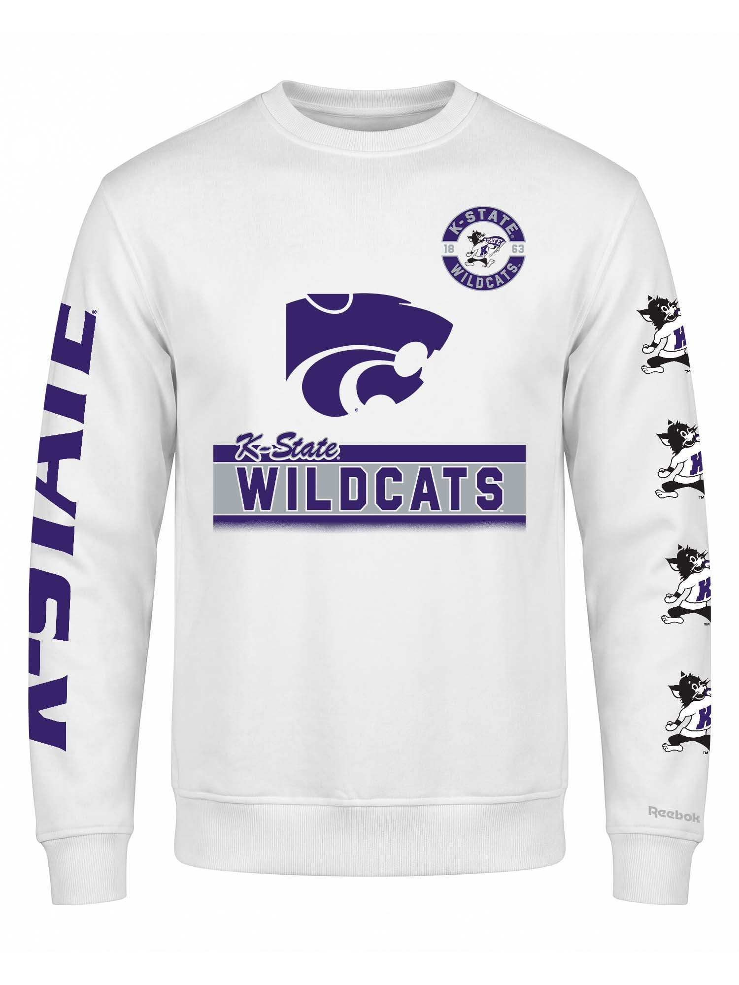 Kansas State Wildcats Reebok Mens White Crew Sweatshirt