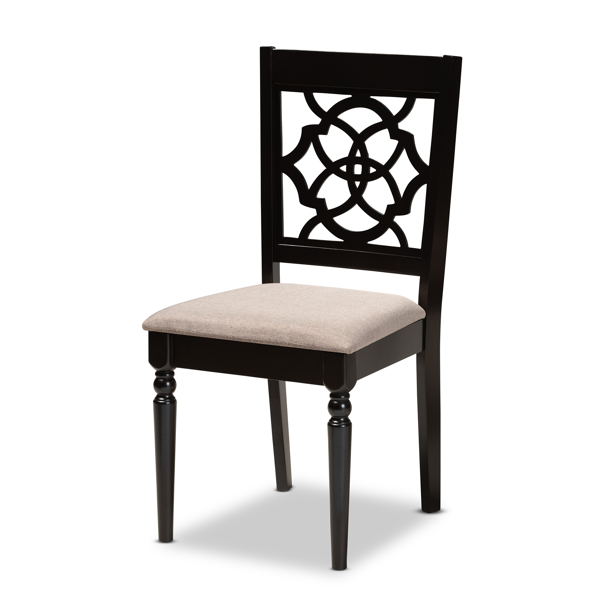 Baxton Studio Renaud Modern and Contemporary Sand Fabric Upholstered and Dark Brown Finished Wood 7-Piece Dining Set