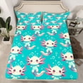 thumbnail image 2 of jejeloiu Sea Animal Axolotl Queen Sheet Sets,Pink Cyan Bed Set For Girls Kids 4pcs, 2 of 7