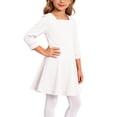 thumbnail image 6 of Wilark Toddler Girls Dress Square Neck Knitting Cotton Casual Long Sleeve Fall A Line Dress White 2 T, 6 of 7